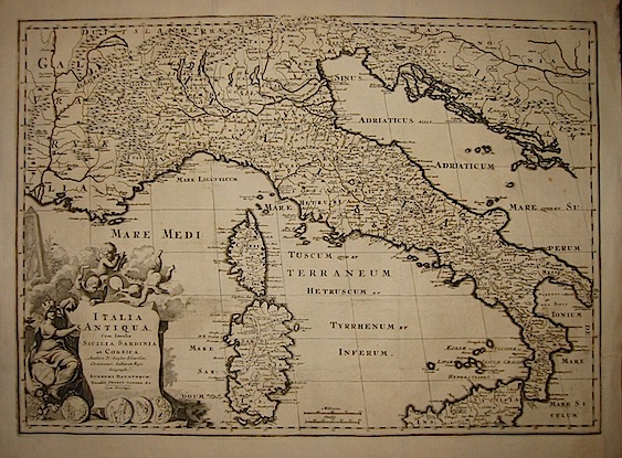Van der Aa Pieter (1659-1733) Italia antiqua cum Insulis Sicilia, Sardinia et Corsica. Authore N. Sanson... 1704 Lugduni Batavorum (Leiden) 